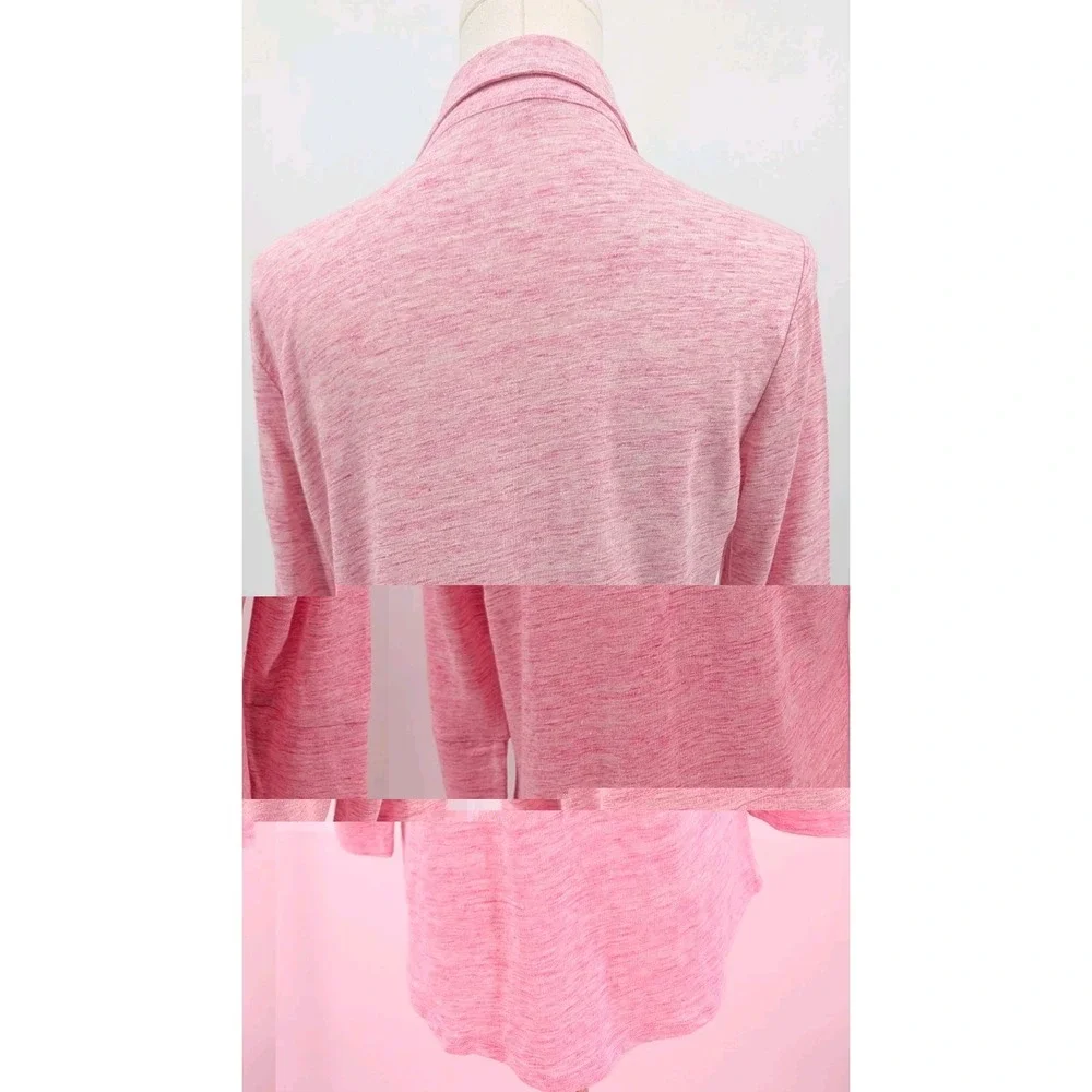 J Mclaughlin Pink Linen Blend Collared Button Up Blouse Top Stretchy Preppy